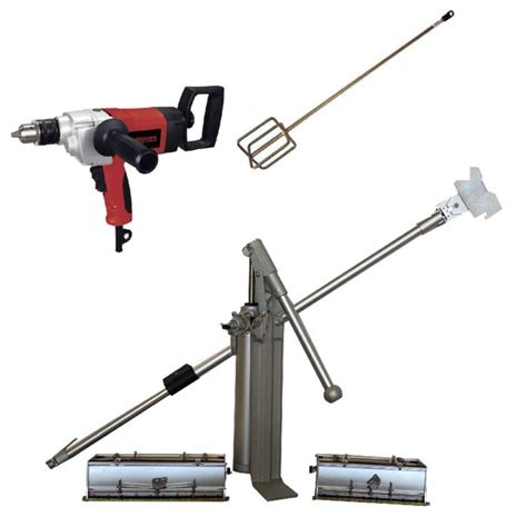 Drywall Tools Set With Flat Box Combo Extendable Handle And Compound Pump Mixing Drill By