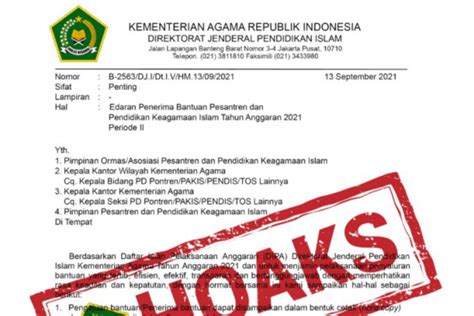 Kemenag Pastikan Surat Edaran Penerima Bantuan Pesantren Hoaks Antara