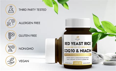 Native Oasis 2 Bottles Red Yeast Rice 1 200 Mg Capsules Made With Coq10 And Flush