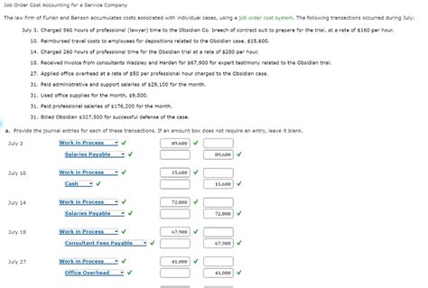 Solved Job Order Cost Accounting For A Service Company The Chegg
