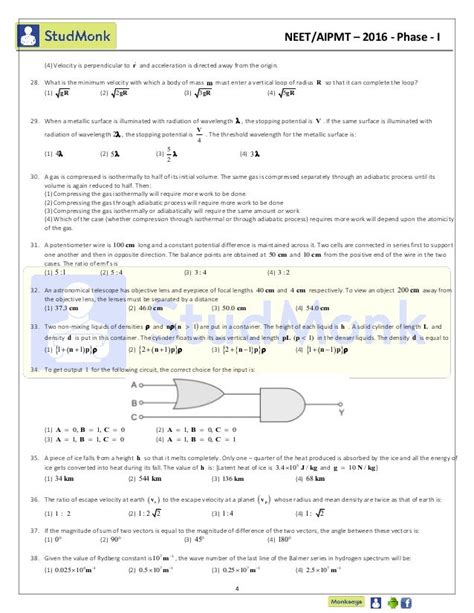 NEET 2016 Previous Year Question Paper