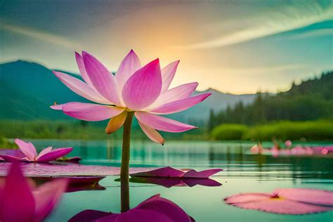 lotus flower in the water, lotus flower, water, nature, hd wallpaper. AI-Generated 32594597 ...