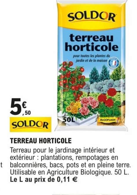 Promo TERREAU HORTICOLE Chez E Leclerc Brico