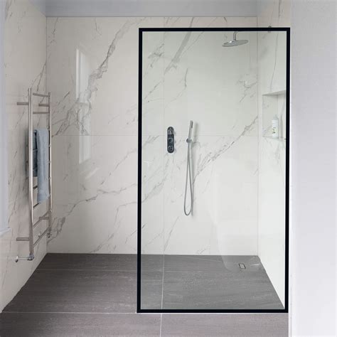 Velvon Framed Shower Glass Panel 34 W X 74 H 3 8 10mm Sgcc Tempered Glass Shower Panel