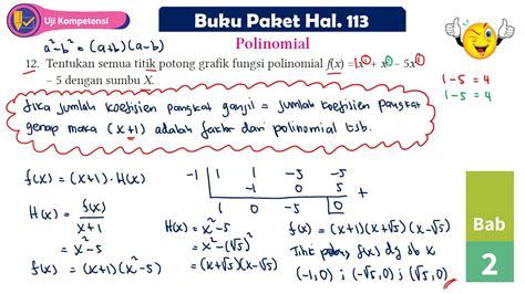 UJI KOMPETENSI NO 12 CARA MENCARI FAKTOR POLINOMIAL MATEMATIKA TINGKAT