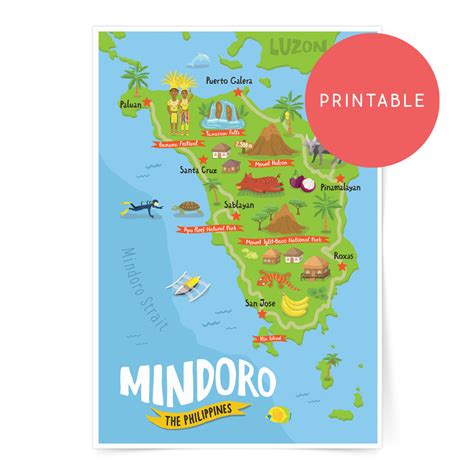 Mindoro Illustrated Map Printable Wall Art Poster – Pinspired Philippines