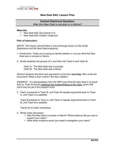 New Deal Sac Lesson Plan Stanford History Education Group