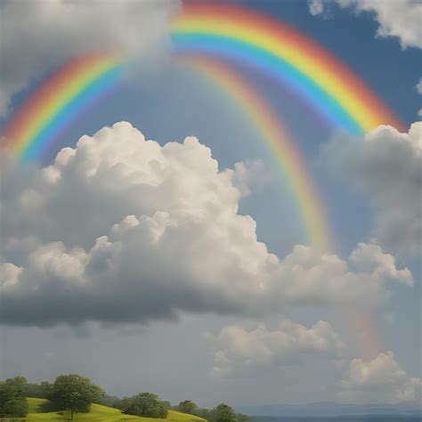 Premium Photo Rainbows In The Sky With Clouds And Trees