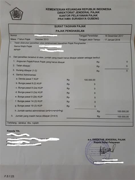 Detail Contoh Surat Teguran Pajak Koleksi Nomer