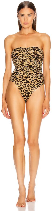 Norma Kamali Slinky Marissa Swimsuit In Golden Leopard Fwrd Shopstyle