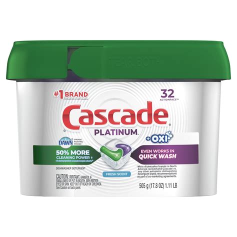 Cascade Platinum Plus Oxi Dishwasher Detergent Pods Fresh Scent