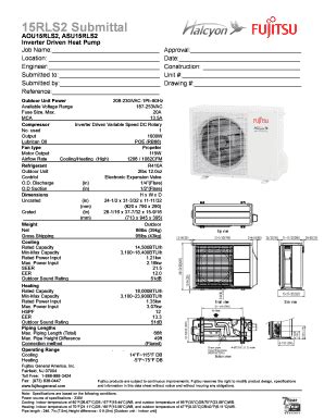 Fillable Online 15RLS2 Submittal AOU15RLS2 ASU15RLS2 Inverter Driven