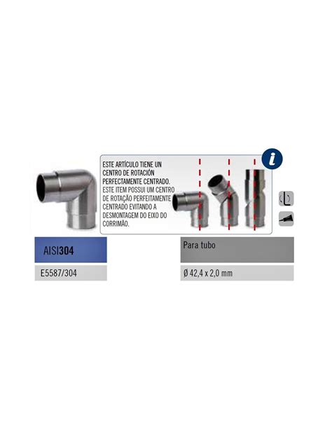 Codo De Acero Inoxidable Regulable A Para Tubo Eje Centrado