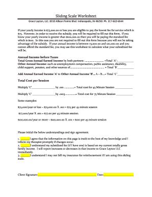 Fillable Online Sliding Scale Worksheet Grace Layton Fax Email Print