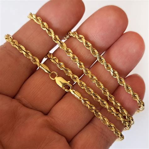 At Auction 14k Yellow Gold Diamond Cut Twisted Rope Chain With Lobster