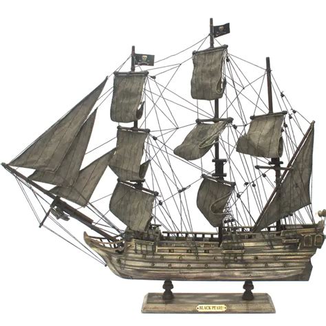 Black Pearl Pirate Ship Model Wooden Sailing Boat Historial Sailboat