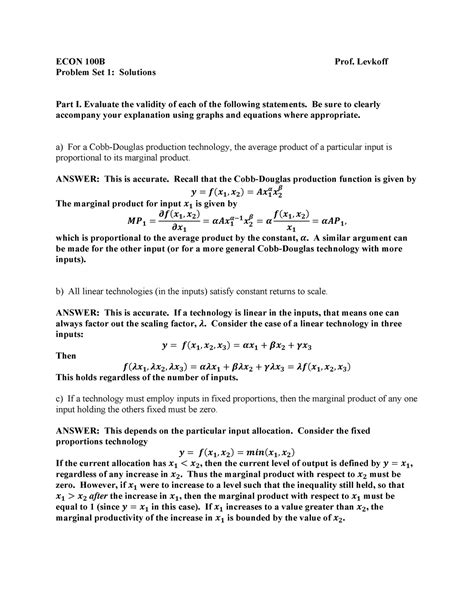 ECON 100B PS1 Solutions ECON 100B Prof Levkoff Problem Set 1