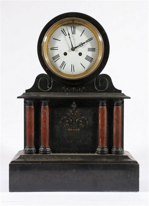 Black Slate Mantle Clock With Pendulum Clocks Marble And Slate