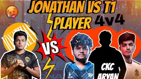 Jonathan 4v4 Fight Against T1 Players 😱jonathan Bgmi Godlike