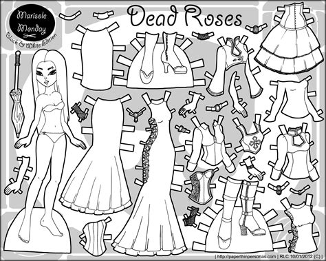 Dead Roses Gothic Fashion Paper Doll • Paper Thin Personas