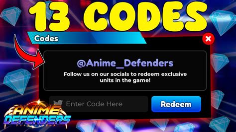 Todos Los Codes De Anime Defenders Roblox Codigos Youtube