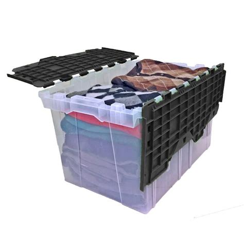 Style Selections 12 Gallon 48 Quart Clear Base Black Lid Tote With