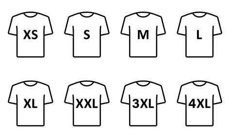 T Shirt Size Icon Set Clothing Size Label Or Tag Pictogram Man Or Woman Shirt Size From Xs To