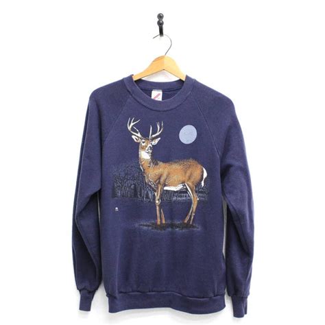 Vintage Shirts Vintage Whitetail Deer Stag Full Moon Wilderness Sweatshirt Large Poshmark