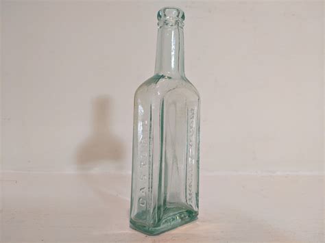 Early 1900s Castoria Medicine Bottle Chas H Fletcher Castor Oil Embossed Green Antique Bottles