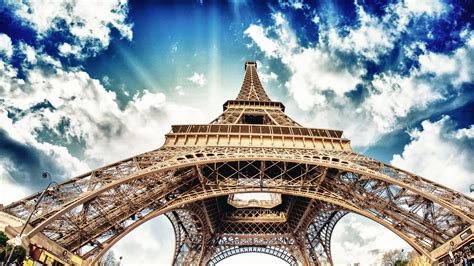 Wallpaper Eiffel Tower, blue sky, white clouds, Paris 3840x2160 UHD 4K ...