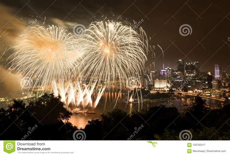 Fireworks Over Pittsburgh for Independence Day Editorial Photography ...