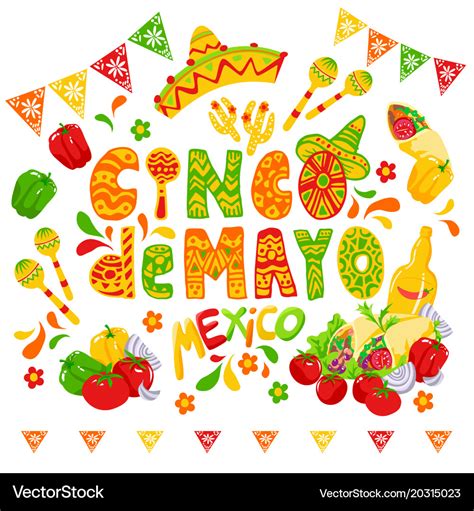 Cinco De Mayo Celebration Festive Clipart Vector Image