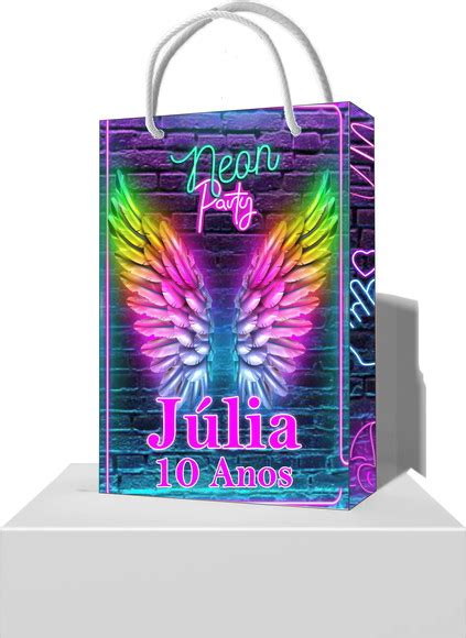 Sacolinha Personalizada Para Lembrancinha Tema Neon Elo