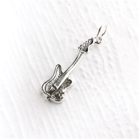 Electric Guitar Charm In Sterling Silver Retro Elect Gem