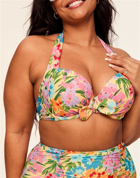 Shelby Floral Orange Plus Two Piece Contour Demi Bikini Ddd D