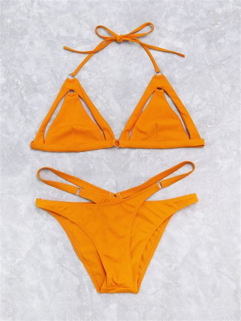 Shop Cutout Detail Cross Triangle Bikini Set Online Shein Offers