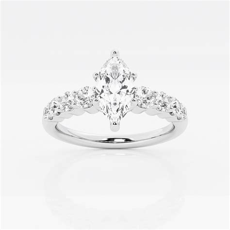 Ctw Marquise Lab Grown Diamond Graduated Engagement Ring