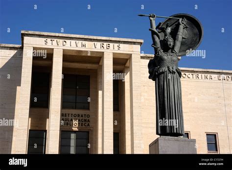 Italy Rome La Sapienza University Minerva Statue And Palazzo Del