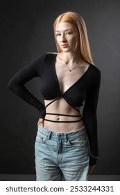 Portrait Blonde Woman Freckles Sexy Top Stock Photo 2533244331 Shutterstock