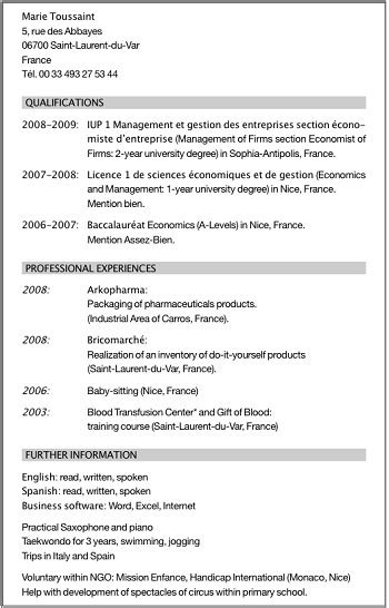 Modele De Cv Etudiant Pour Job D Ete