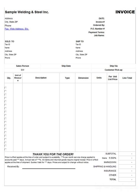 Free Welding Invoice Template Invoice Template Estimate Template Invoice Template Word