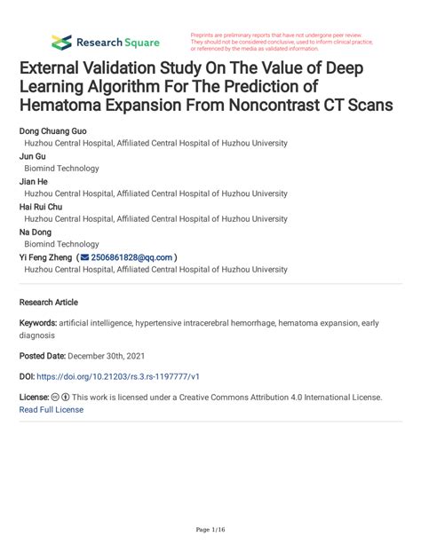 Pdf External Validation Study On The Value Of Deep Learning Algorithm