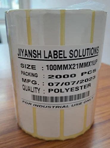 White Barcode Polyester Label Packaging Type Roll Size Mmx Mm