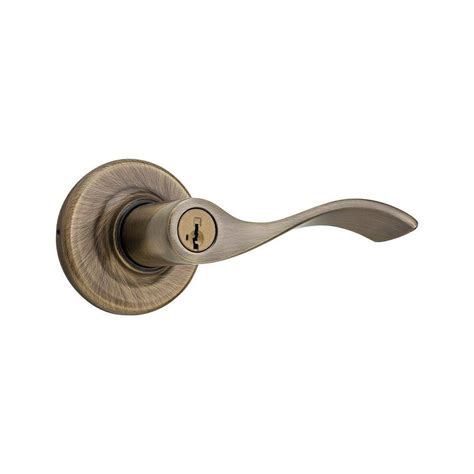 Kwikset Balboa Antique Brass Entry Lever Featuring Smartkey 405bl 5 Smt 6al Rcs Rlvr The Home