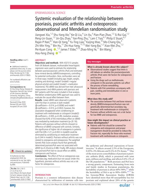 PDF Systemic Evaluation Of The Relationship Between Psoriasis