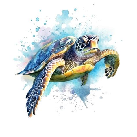 Premium AI Image A Watercolor Drawing Of A Sea Turtle