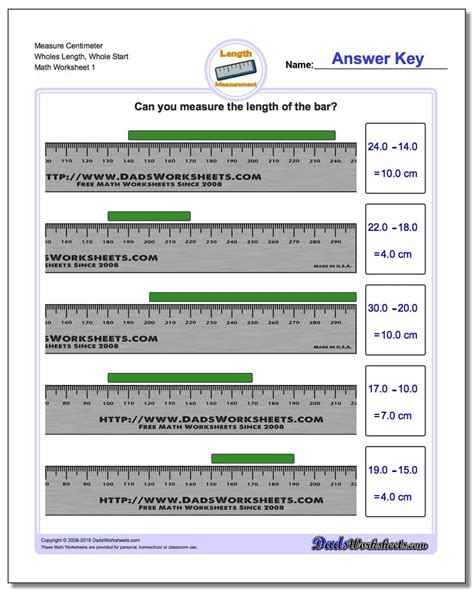 Centimeter Measuring Worksheet