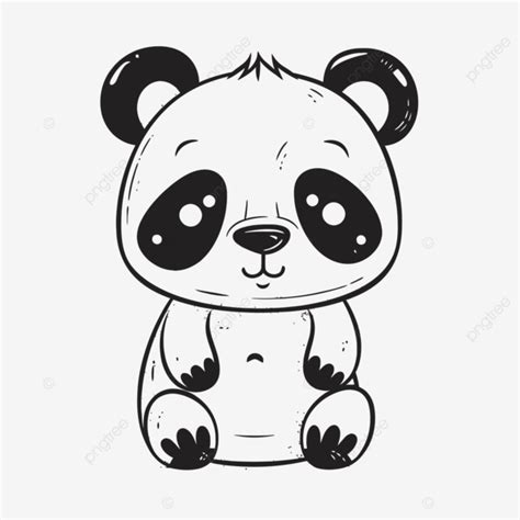 Vector Art Cute Panda Bear With Eyes Outline Sketch Drawing Bear