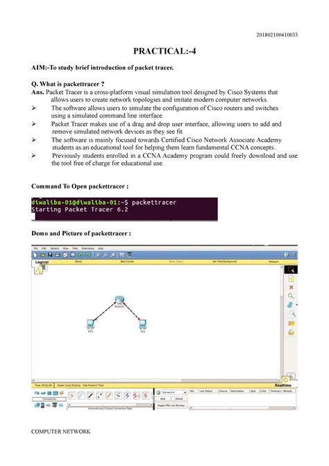 P4 CN Computer Network 201802100410033 PRACTICAL AIM To Study