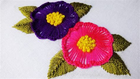 Hand Embroidery Button Hole Stitch Flower Design Youtube